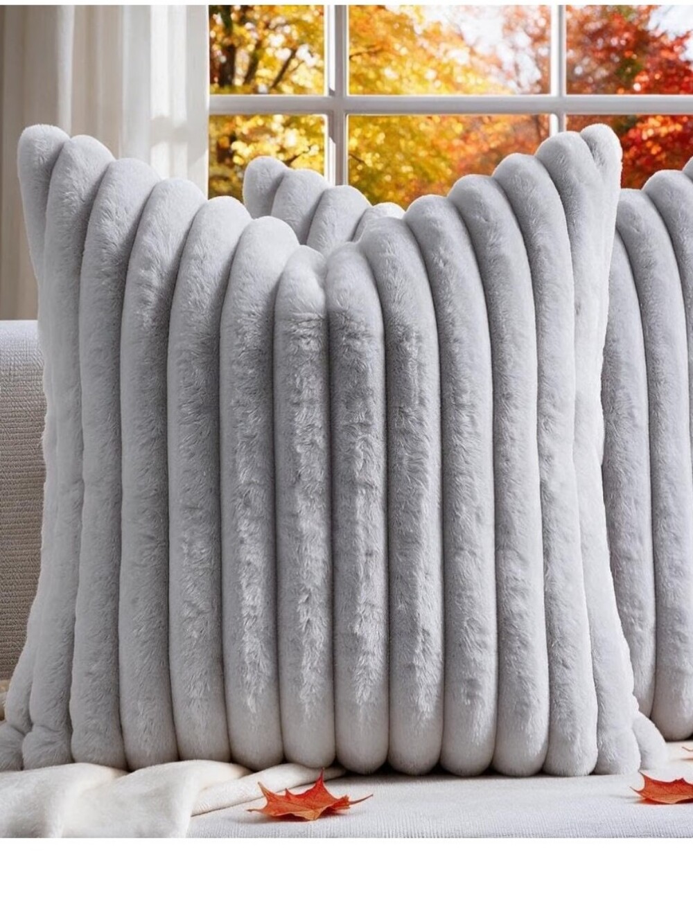 Brand New Set Of Two 18x18 Velvety Spft Light Gray Pillow Covers